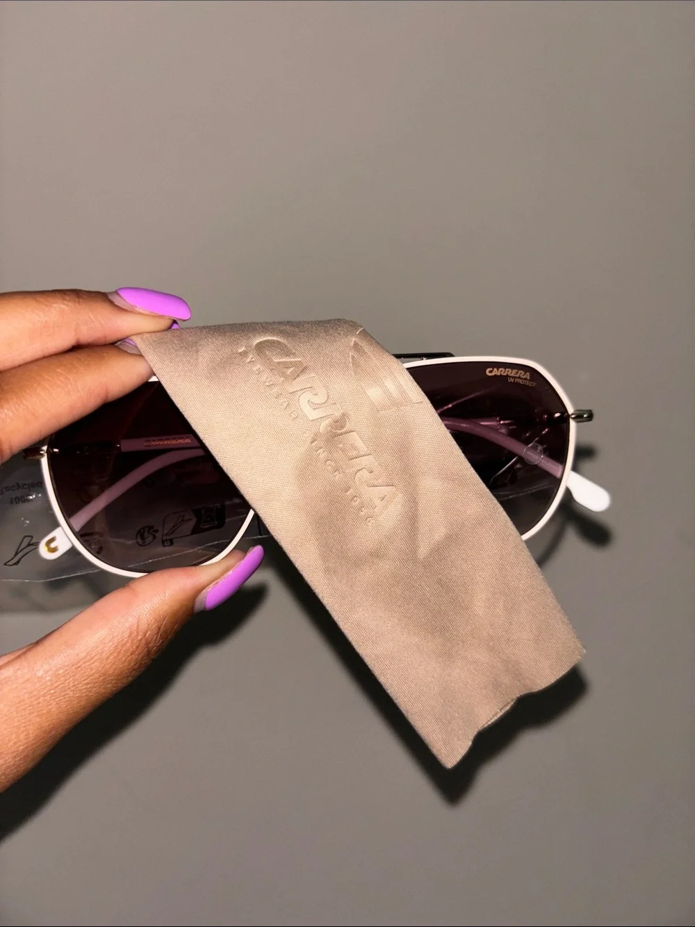 NWOT Carrera Gold Frame Sunglasses with Brown Gradient Lenses and Cream Temples